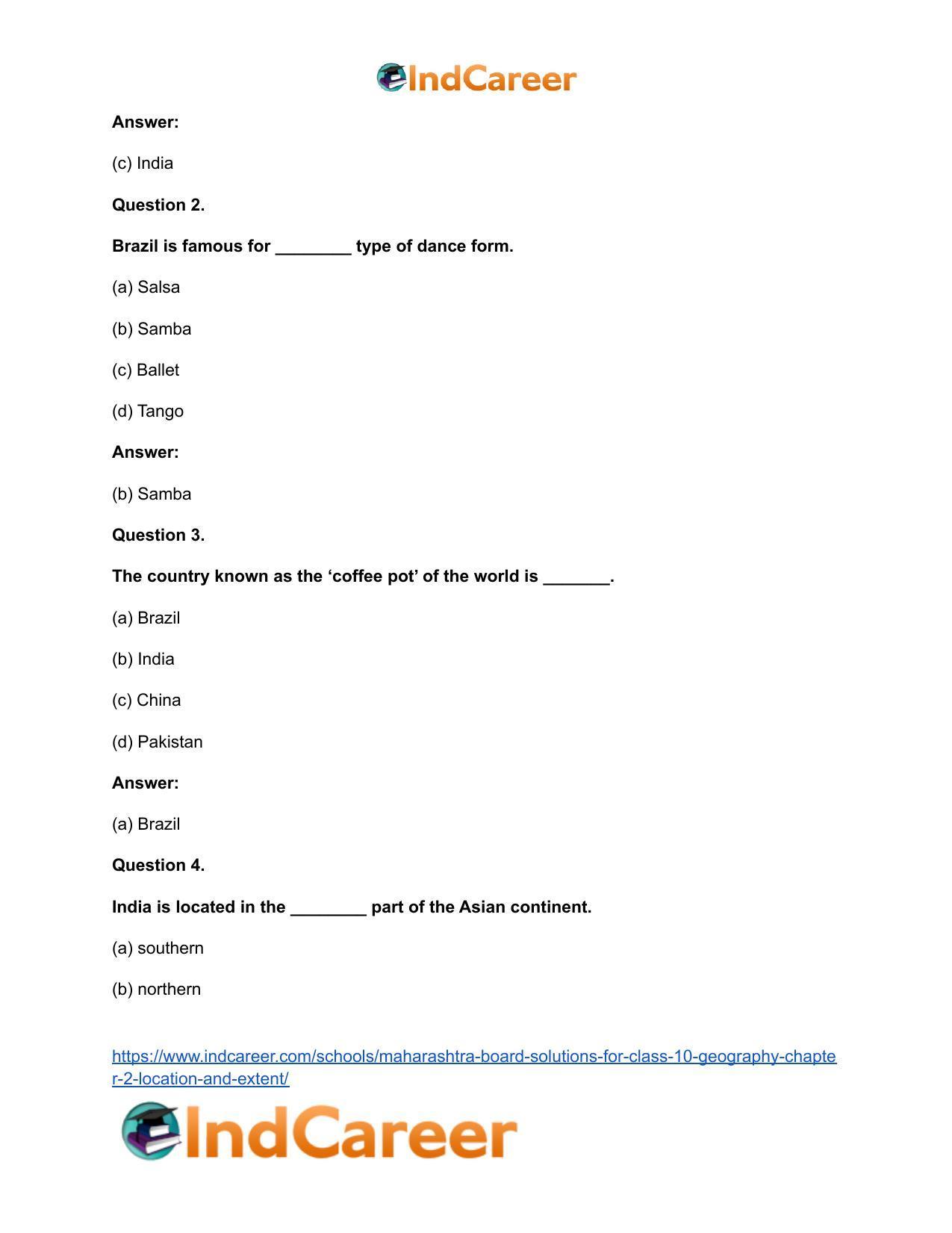 Maharashtra Board Solutions for Class 10- Geography: Chapter 2- Location and Extent - Page 26
