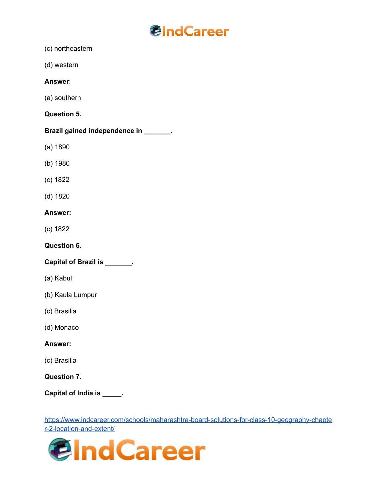 Maharashtra Board Solutions for Class 10- Geography: Chapter 2- Location and Extent - Page 27