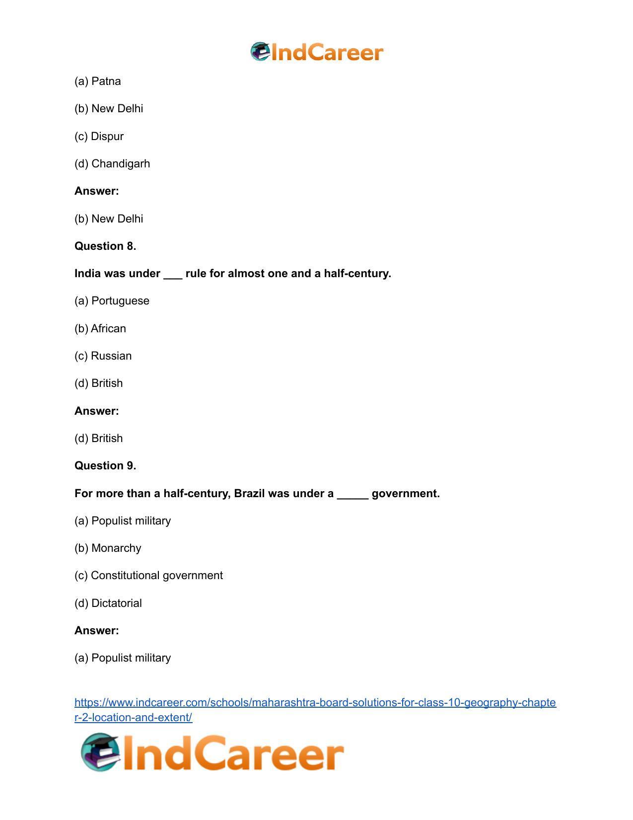 Maharashtra Board Solutions for Class 10- Geography: Chapter 2- Location and Extent - Page 28