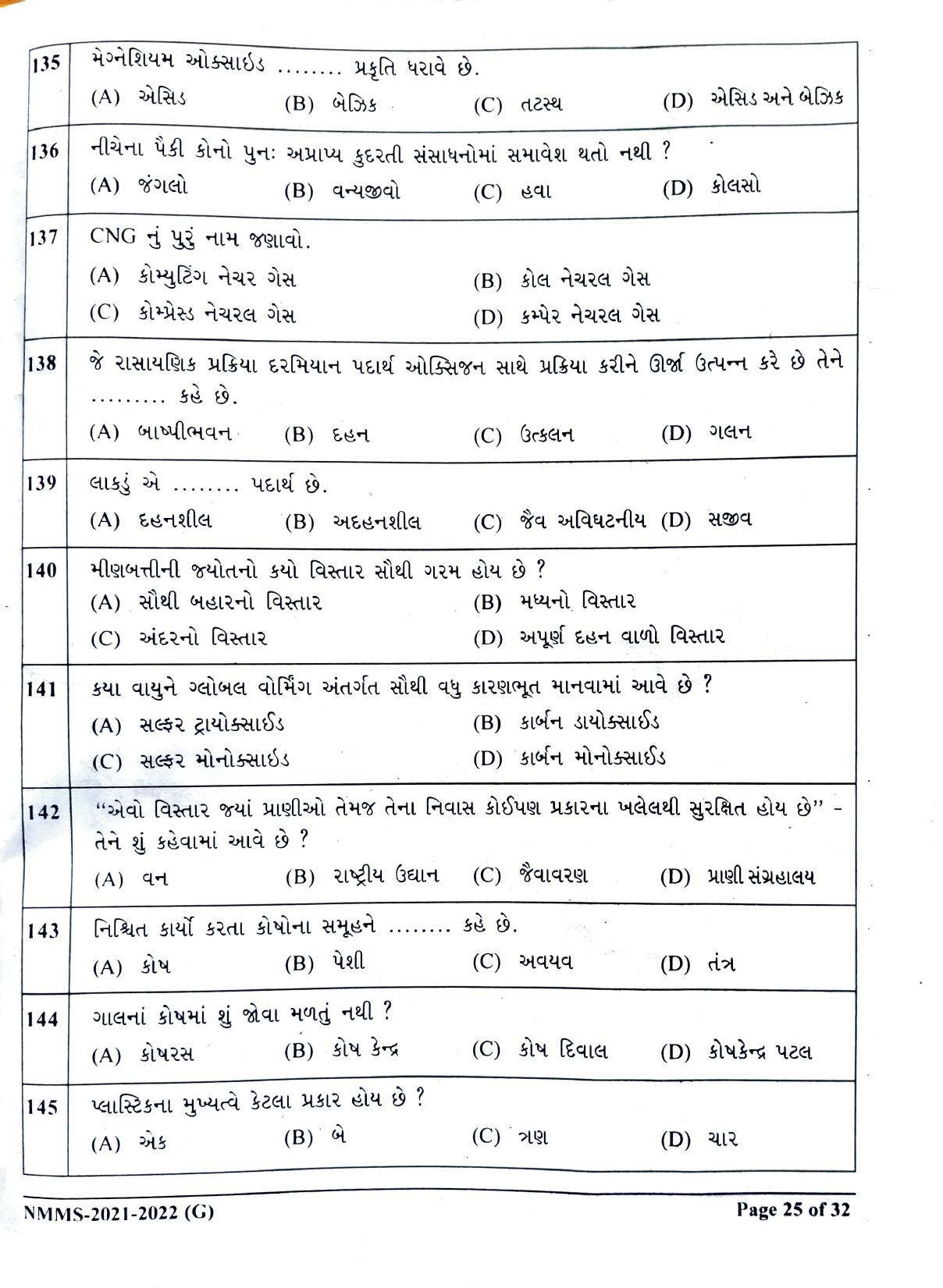 Gujarat NMMS 2022 Question Paper - Page 15