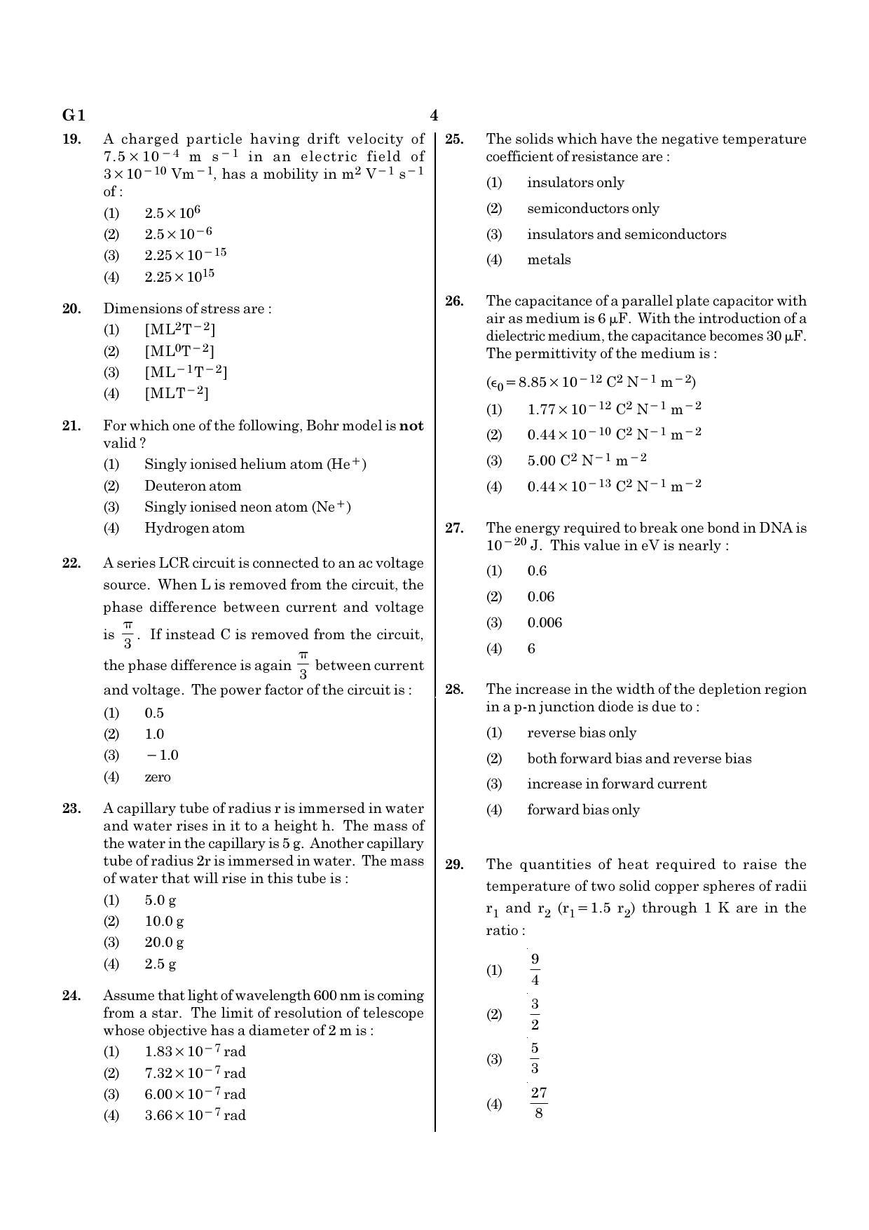 NEET G1 2020 Question Paper - Page 4