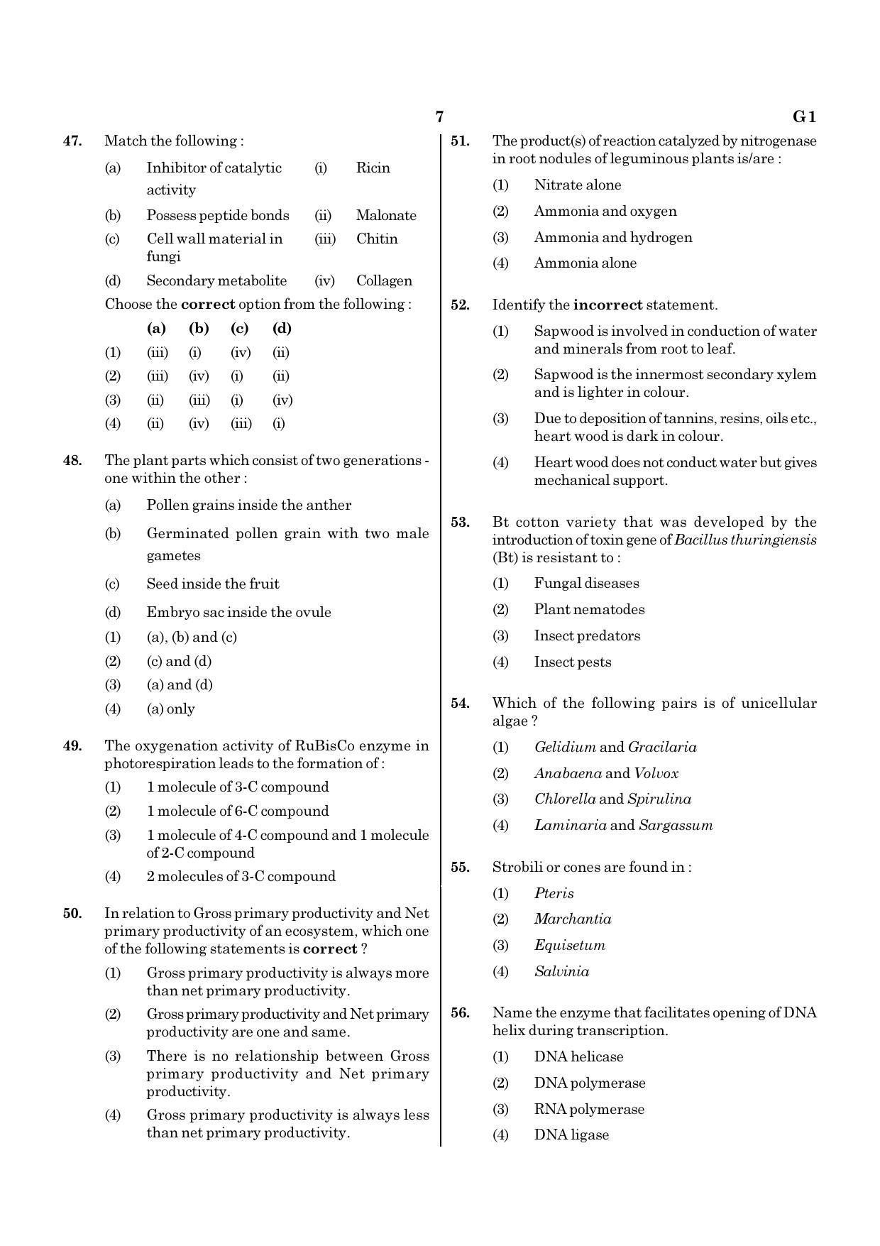 NEET G1 2020 Question Paper - Page 7
