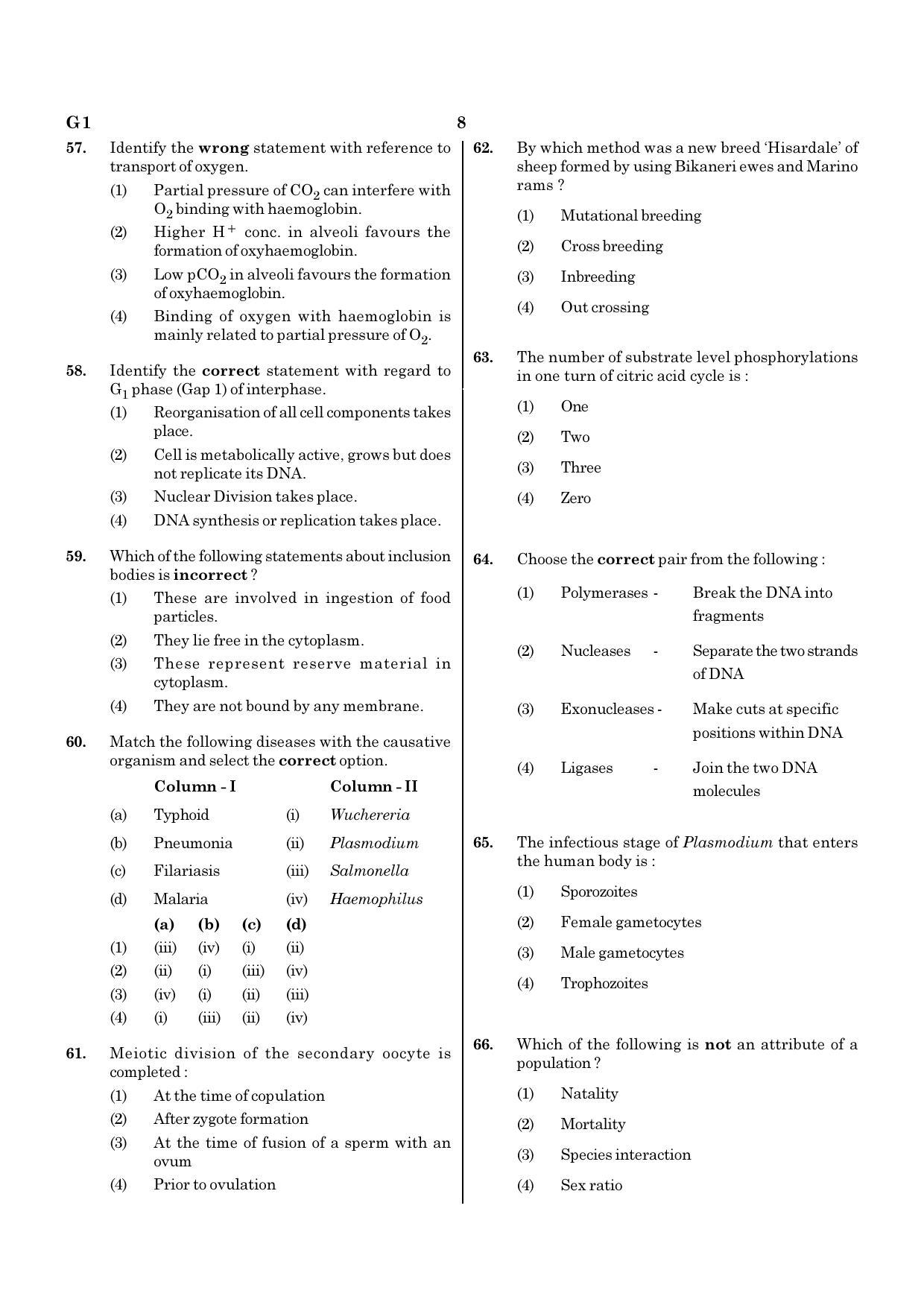 NEET G1 2020 Question Paper - Page 8