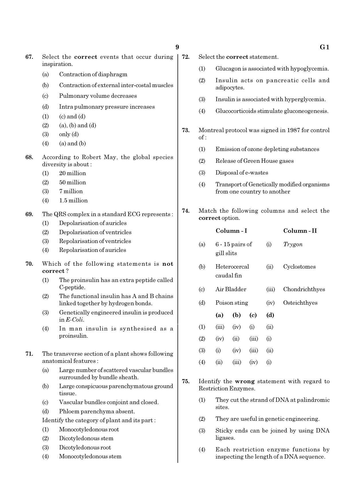 NEET G1 2020 Question Paper - Page 9