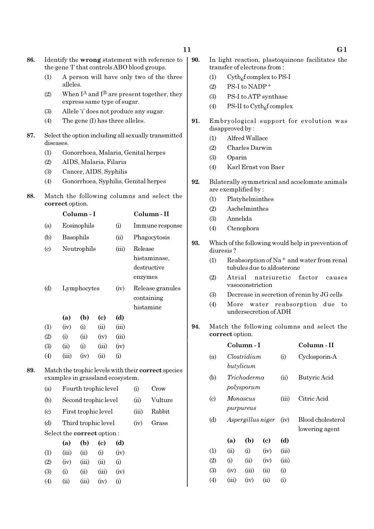 NEET G1 2020 Question Paper - Page 11