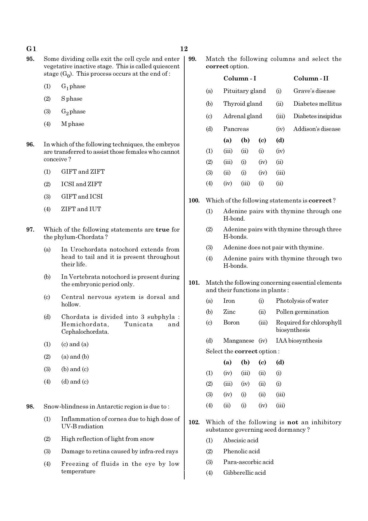NEET G1 2020 Question Paper - Page 12