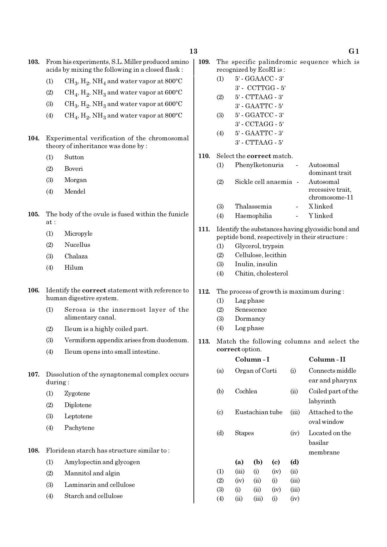 NEET G1 2020 Question Paper - Page 13
