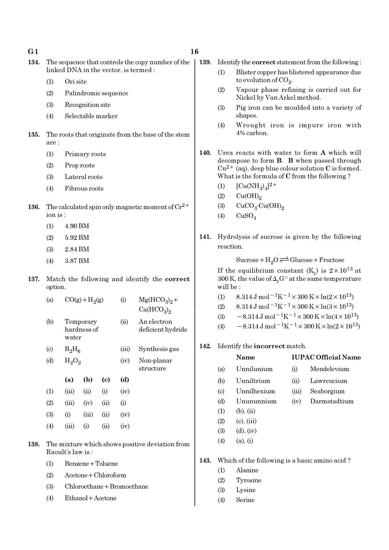 NEET G1 2020 Question Paper - Page 16