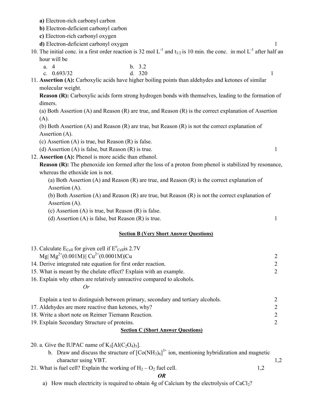HPBOSE Class 12th Chemistry Sample Question Papers 2025 - Page 2