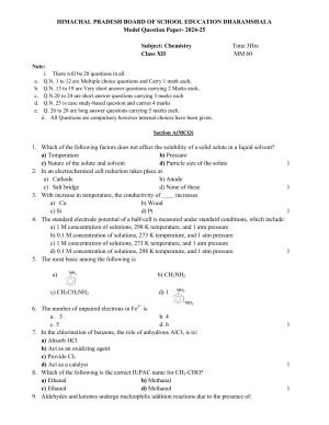 HPBOSE Class 12th Chemistry Sample Question Papers 2025