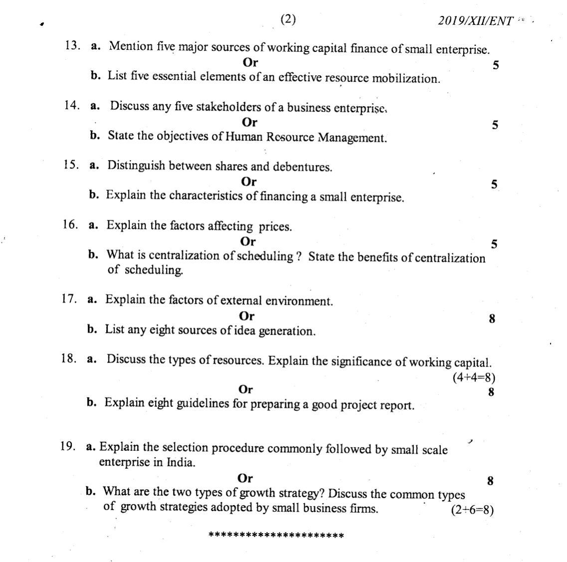 Nagaland Board Class 12 Entrepreneurship 2019 Question Papers - Page 2