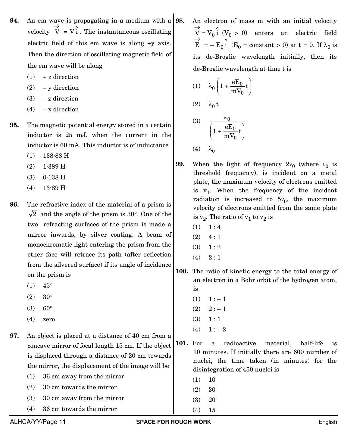 NEET English YY 2019 Question Paper - Page 11