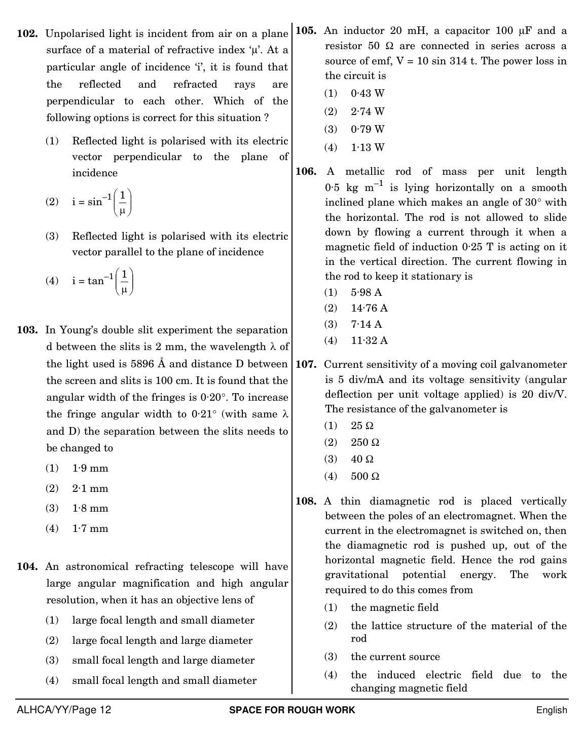NEET English YY 2019 Question Paper - Page 12
