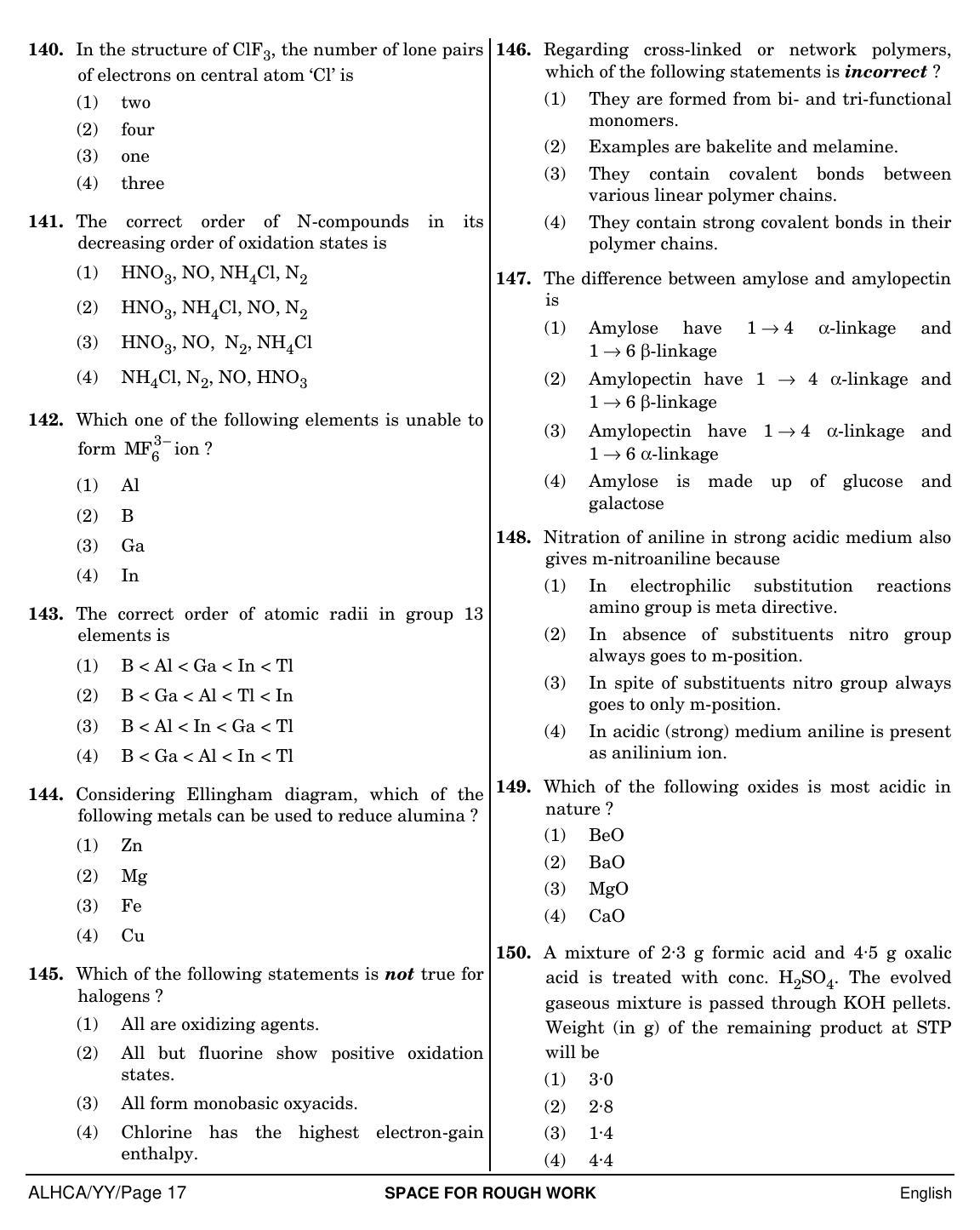 NEET English YY 2019 Question Paper - Page 17