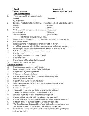 CBSE Worksheets for Class 10 Social Science Economics Assignment 4