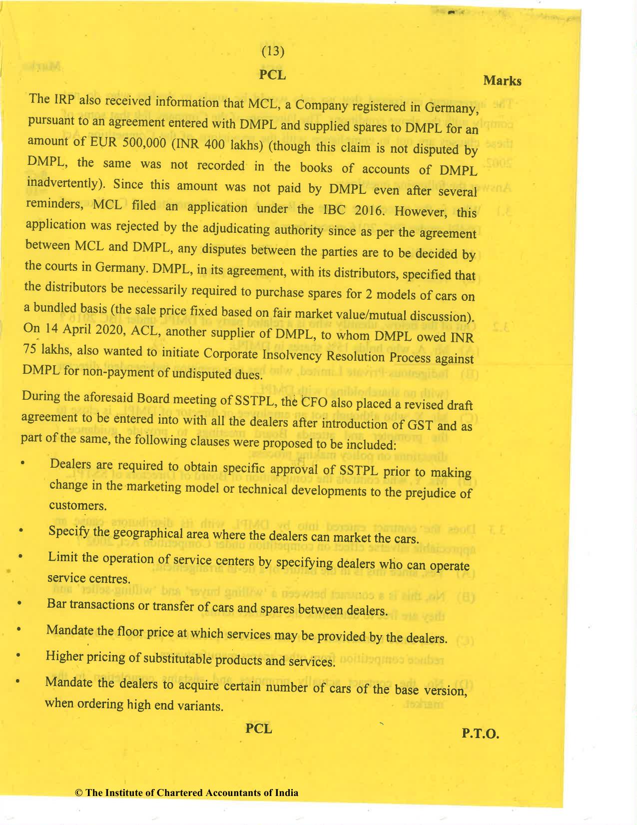 CA Final Nov 2020 Question Paper - Paper 6D – Economic Laws - Page 13