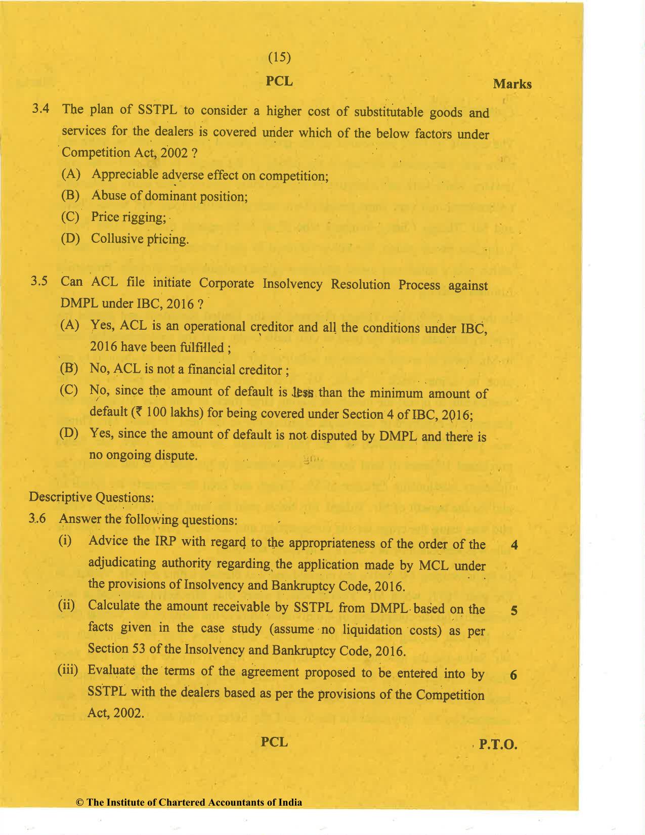 CA Final Nov 2020 Question Paper - Paper 6D – Economic Laws - Page 15