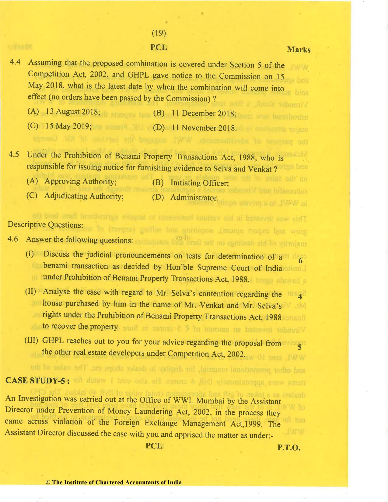 CA Final Nov 2020 Question Paper - Paper 6D – Economic Laws - Page 19