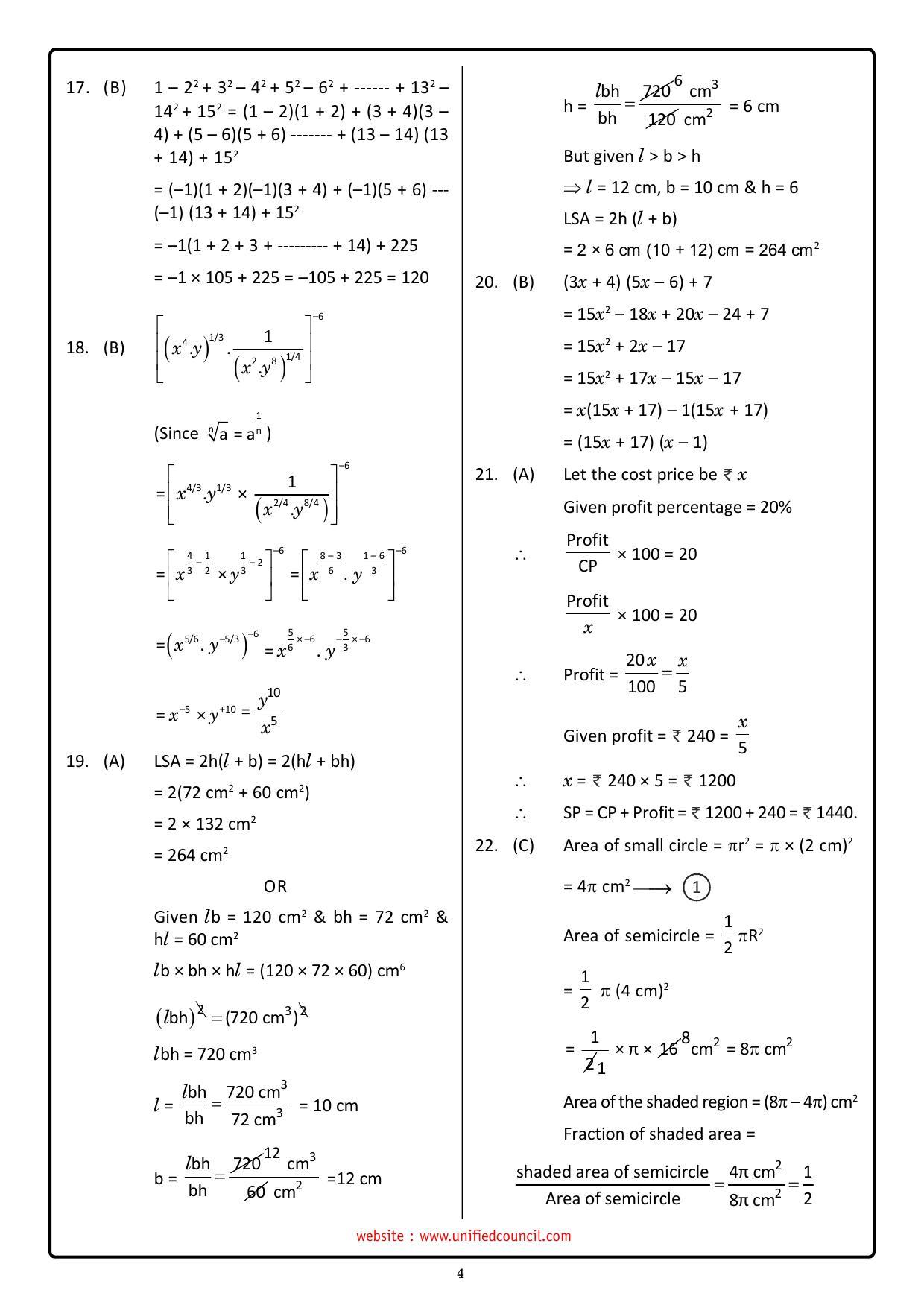 NSTSE 2023 Class 8 Answer Key (Paper Code 489) - Page 4