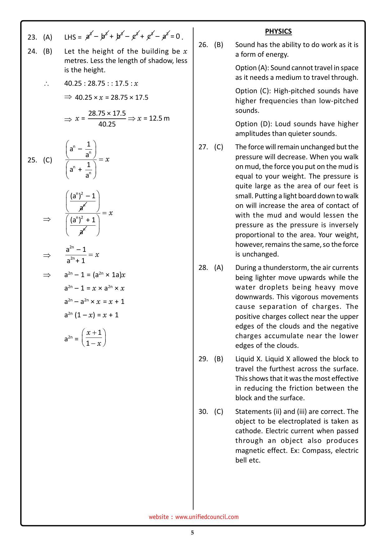 NSTSE 2023 Class 8 Answer Key (Paper Code 489) - Page 5