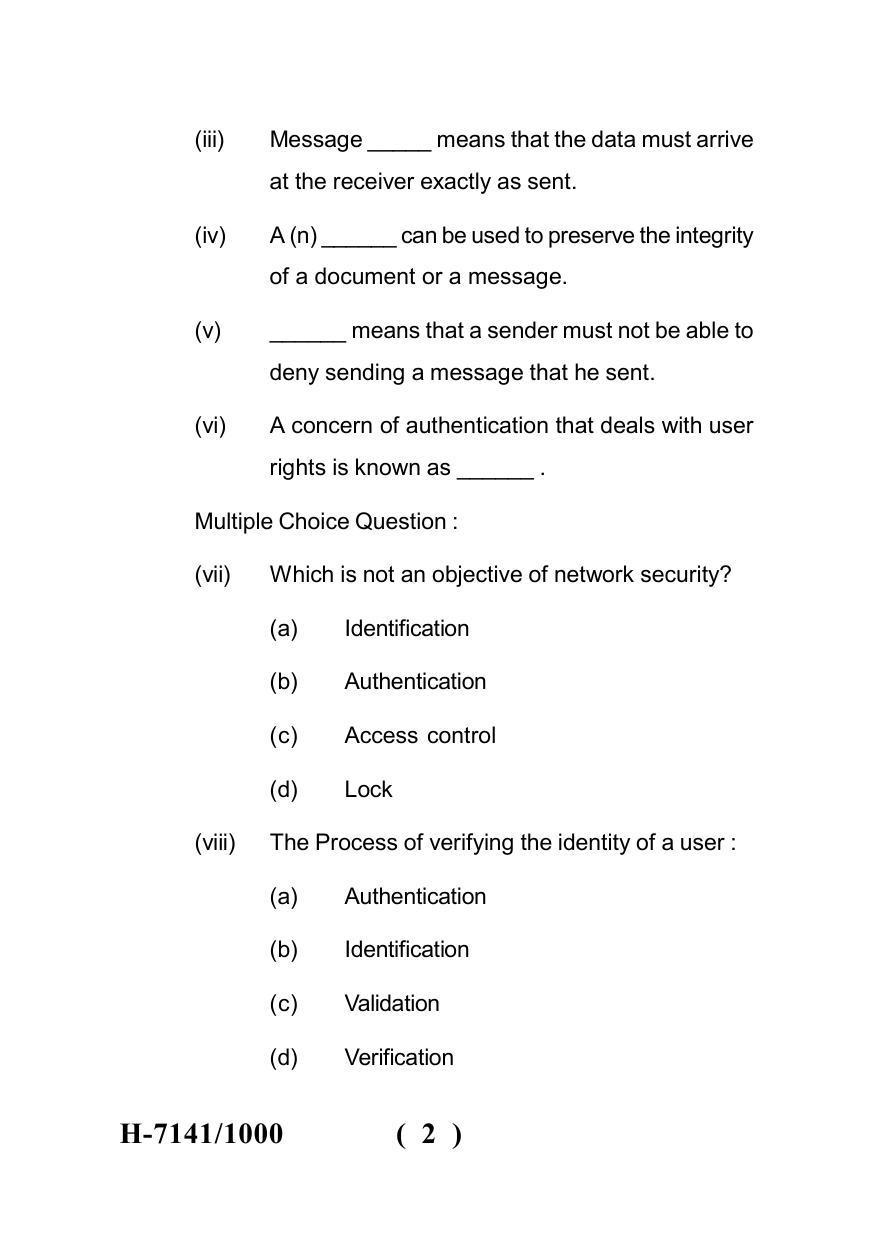 Sarguja University Question Paper July-2022 : M.Sc. In Computer Science(Fourth sem.)Network Security Paper 1 - Page 2