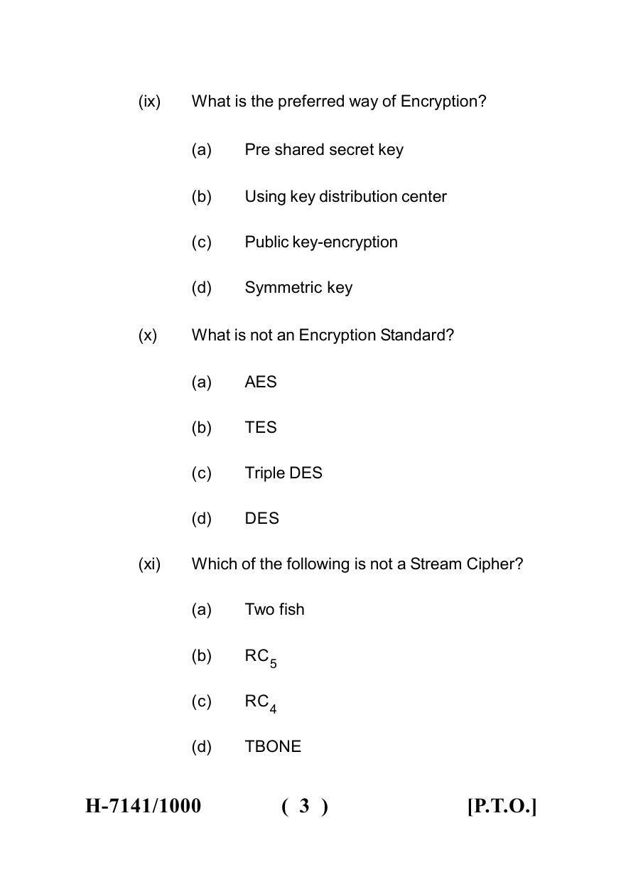 Sarguja University Question Paper July-2022 : M.Sc. In Computer Science(Fourth sem.)Network Security Paper 1 - Page 3