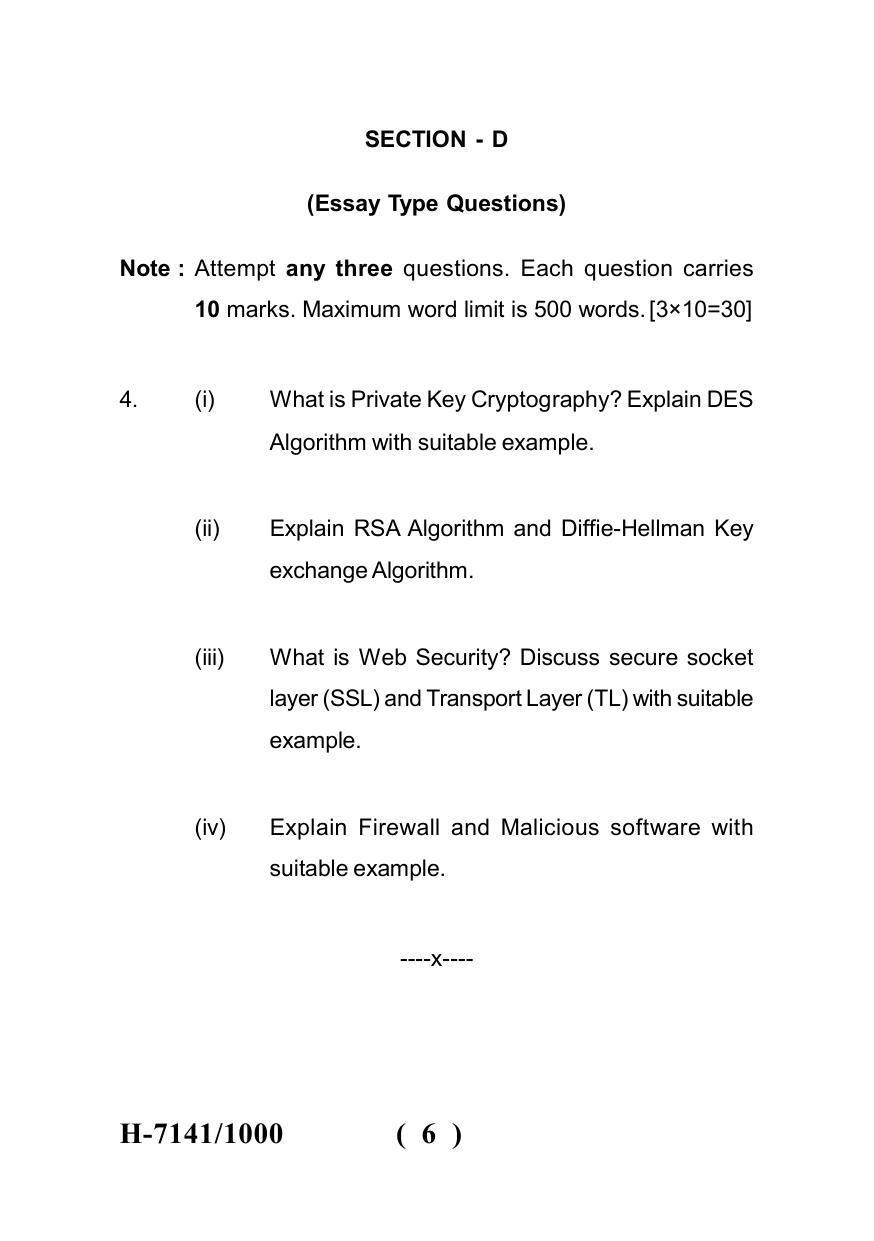 Sarguja University Question Paper July-2022 : M.Sc. In Computer Science(Fourth sem.)Network Security Paper 1 - Page 6