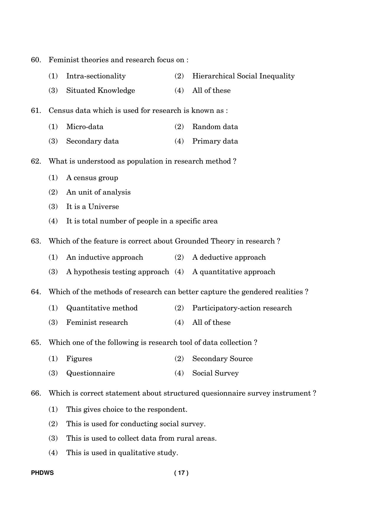 IGNOU PhD Entrance Test Ph. D. (Women’s Studies) Entrance Test, July, 2023 Question Paper - Page 18