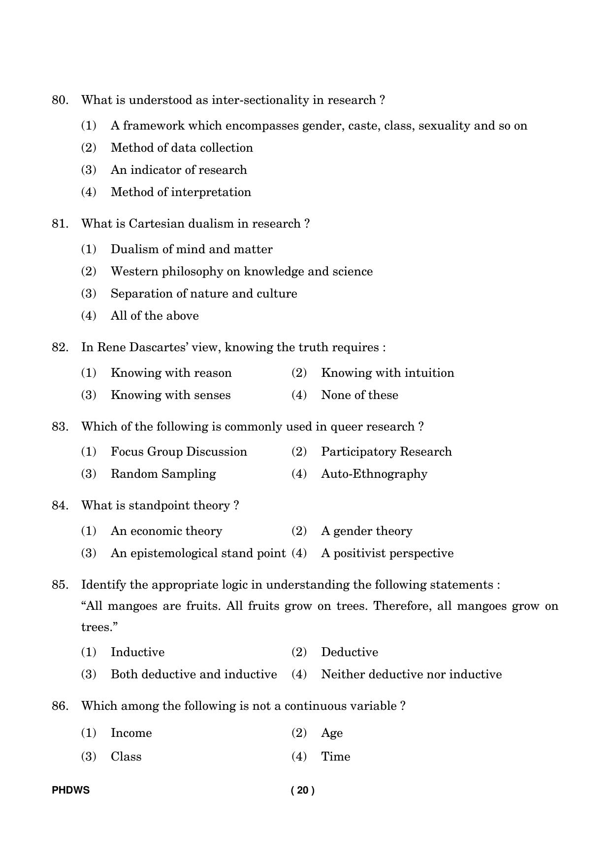 IGNOU PhD Entrance Test Ph. D. (Women’s Studies) Entrance Test, July, 2023 Question Paper - Page 21