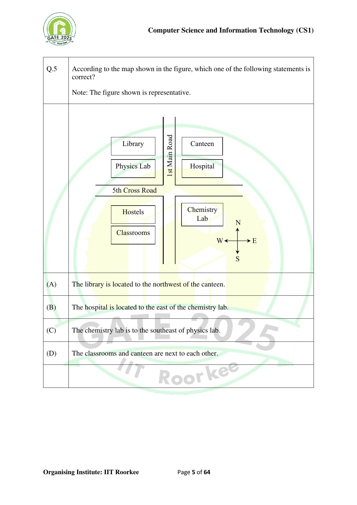 GATE 2025 Computer Science and Information Technology (CS-1) (Forenoon) Question Paper - Page 5