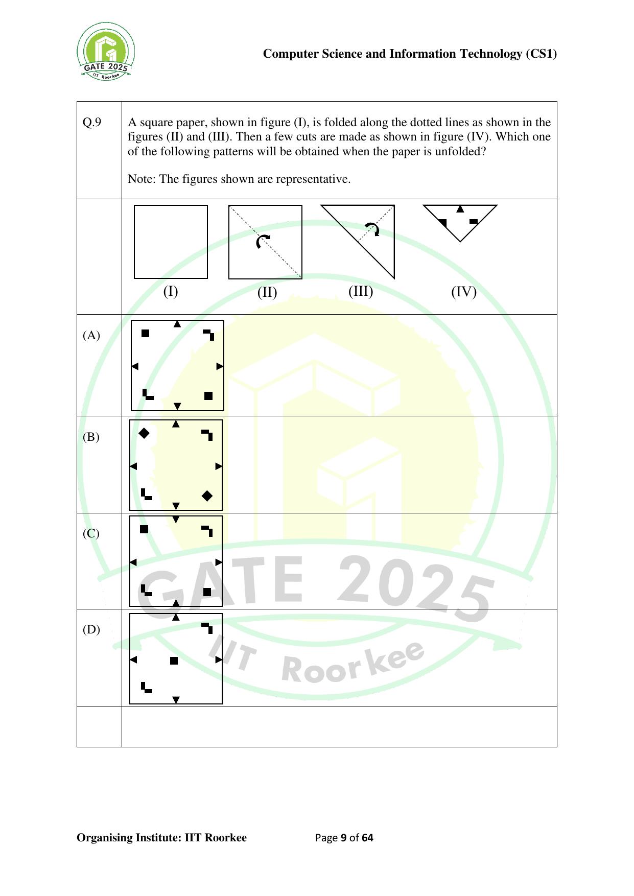 GATE 2025 Computer Science and Information Technology (CS-1) (Forenoon) Question Paper - Page 9