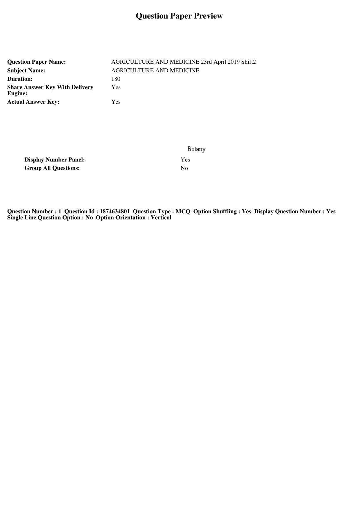 TS EAMCET 2019 Agriculture and Medical Question Paper with Key (23 April 2019 Afternoon) - Page 1