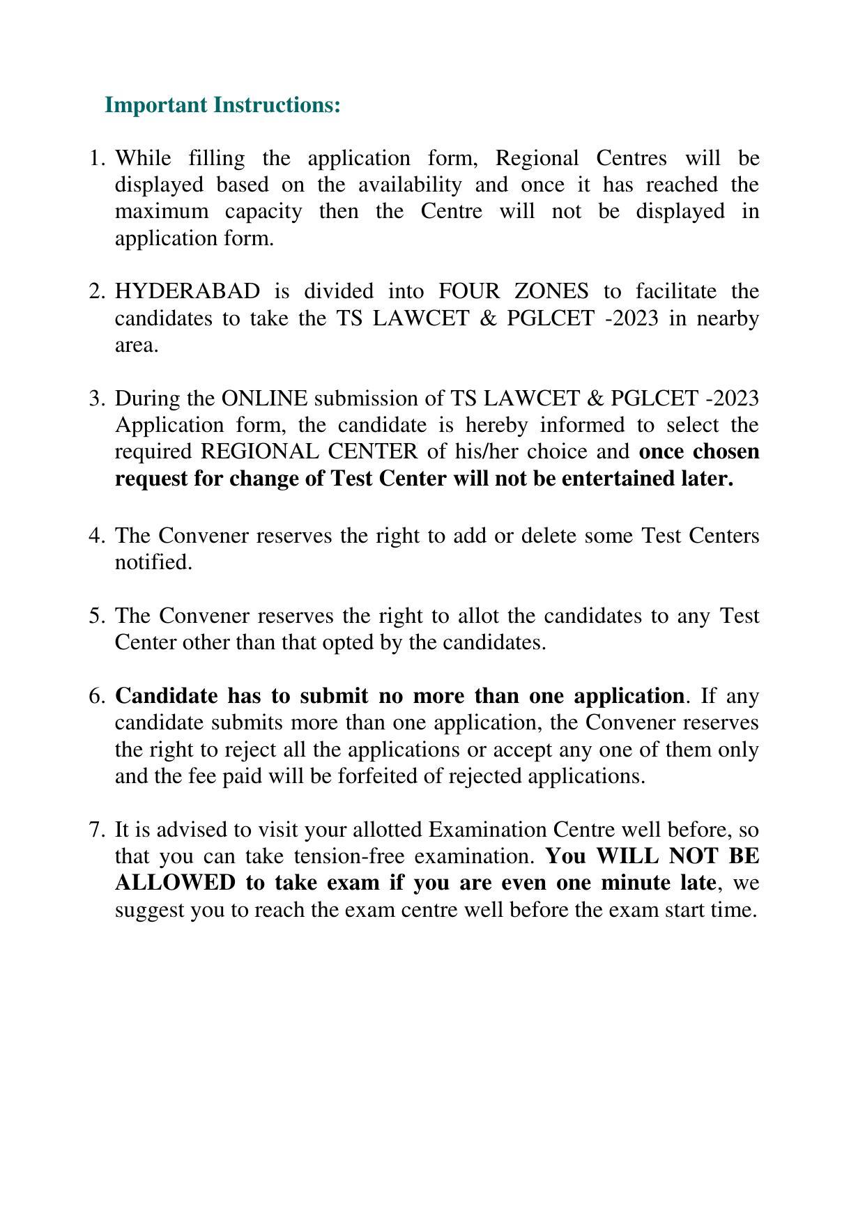 TS PGLCET Exam Test Centres - Page 2