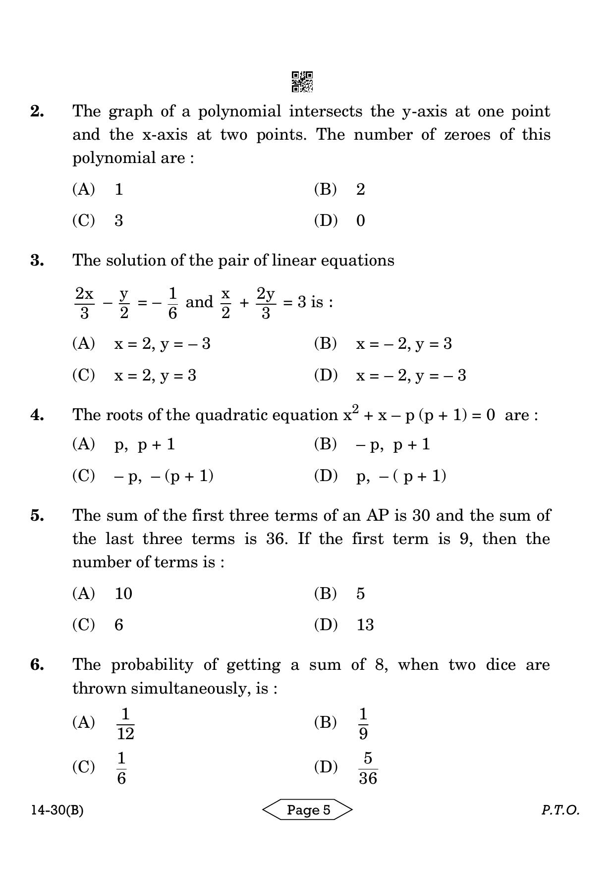 CBSE Class 10 Mathematics Standard 2024 Question Paper - Page 5
