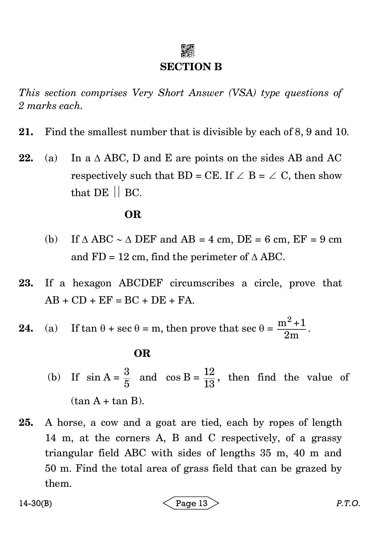 CBSE Class 10 Mathematics Standard 2024 Question Paper - Page 13