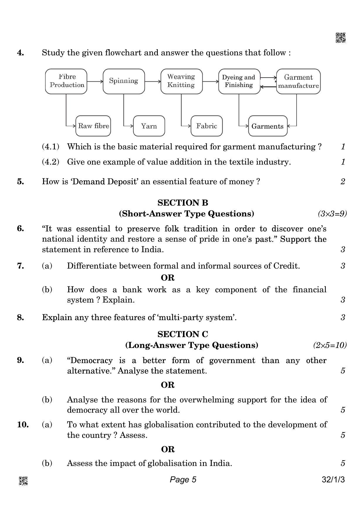 CBSE Class 10 32-1-3 Social Science 2022 Question Paper - Page 5