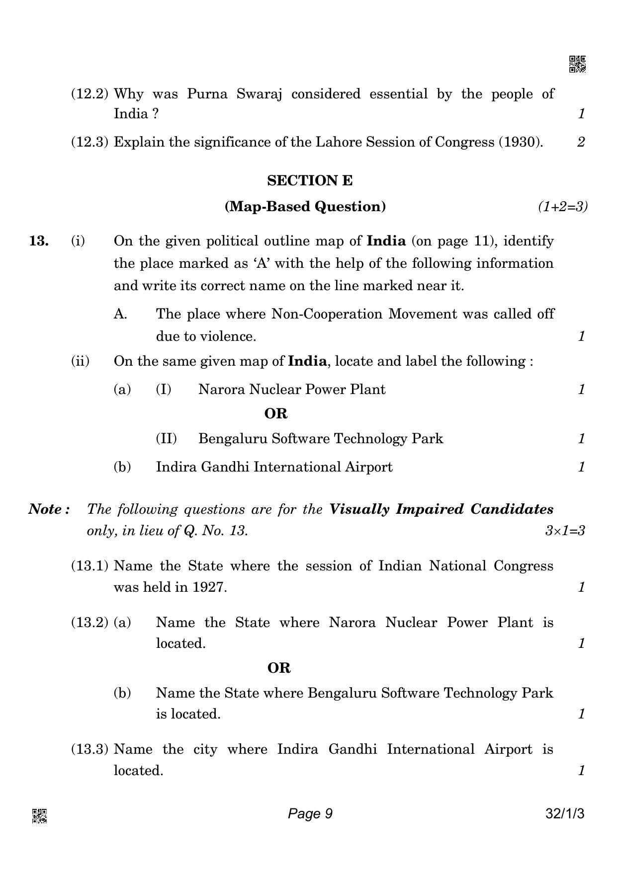 CBSE Class 10 32-1-3 Social Science 2022 Question Paper - Page 9