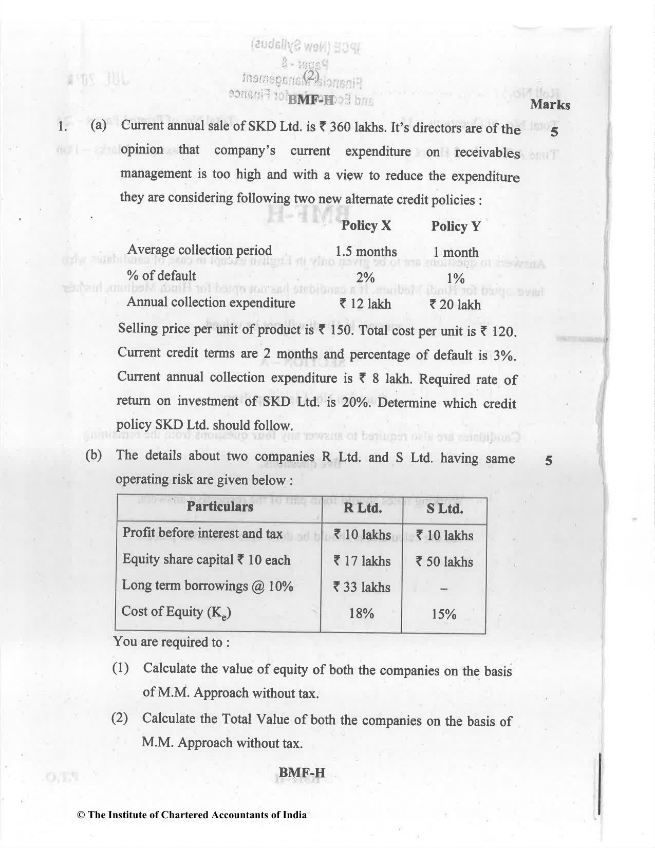 CA Inter Jul 2021 Question Paper - Paper 8 – Financial Management & Economics for Finance - Page 2