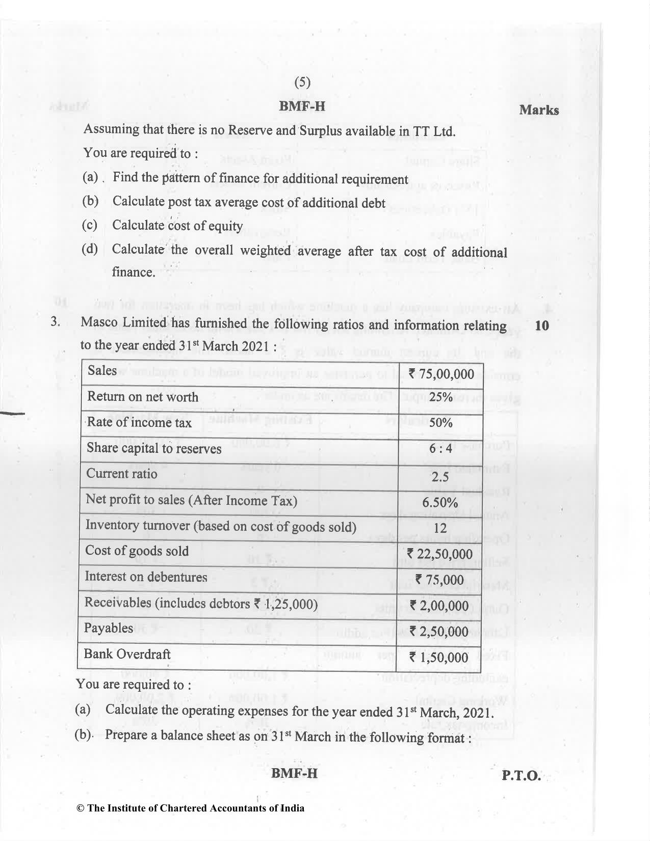 CA Inter Jul 2021 Question Paper - Paper 8 – Financial Management & Economics for Finance - Page 5