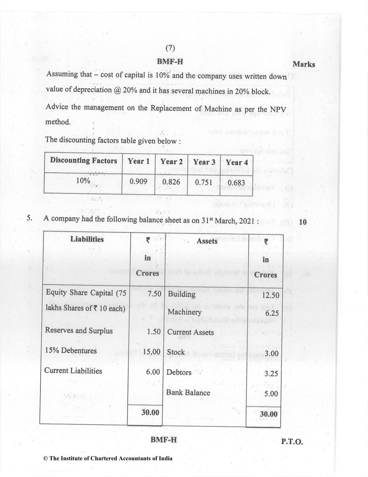 CA Inter Jul 2021 Question Paper - Paper 8 – Financial Management & Economics for Finance - Page 7