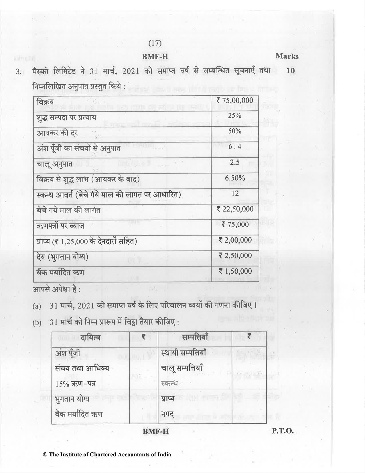 CA Inter Jul 2021 Question Paper - Paper 8 – Financial Management & Economics for Finance - Page 17