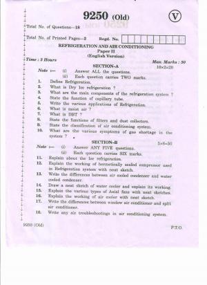 AP Inter 2nd Year Vocational Question Paper March - 2020  - Refrigeration Air Conditioning-II (old)