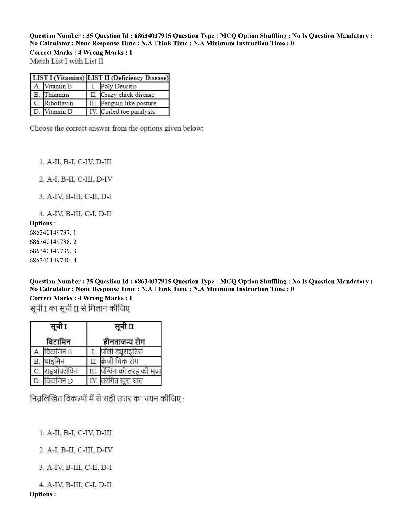 CUET PG 2023: SCQP30 – Animal Science(Poultry) (Hin) - Shift 2 (25-06-2023) Question Paper - Page 35