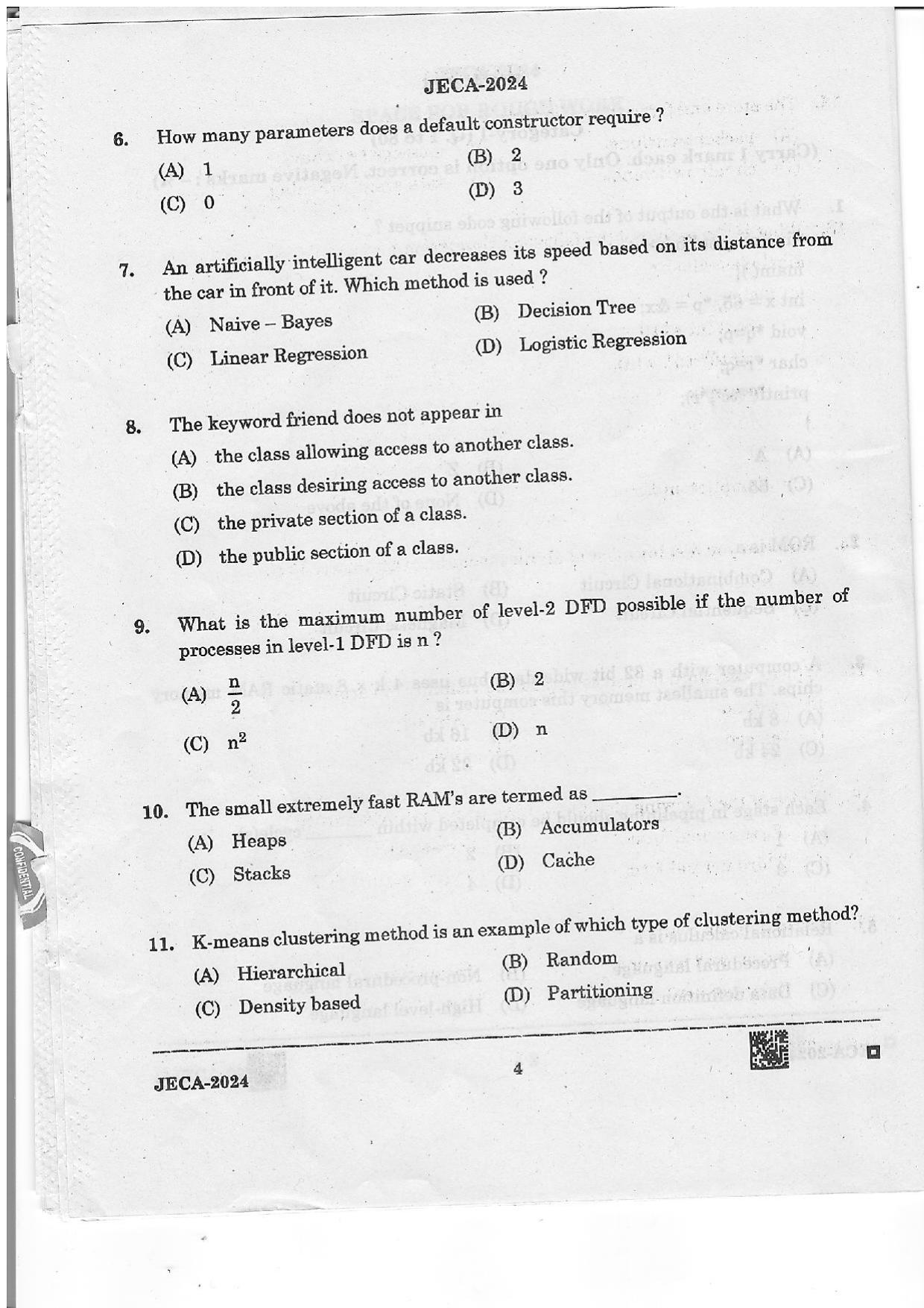 WB JECA 2024 Question Paper - Page 4