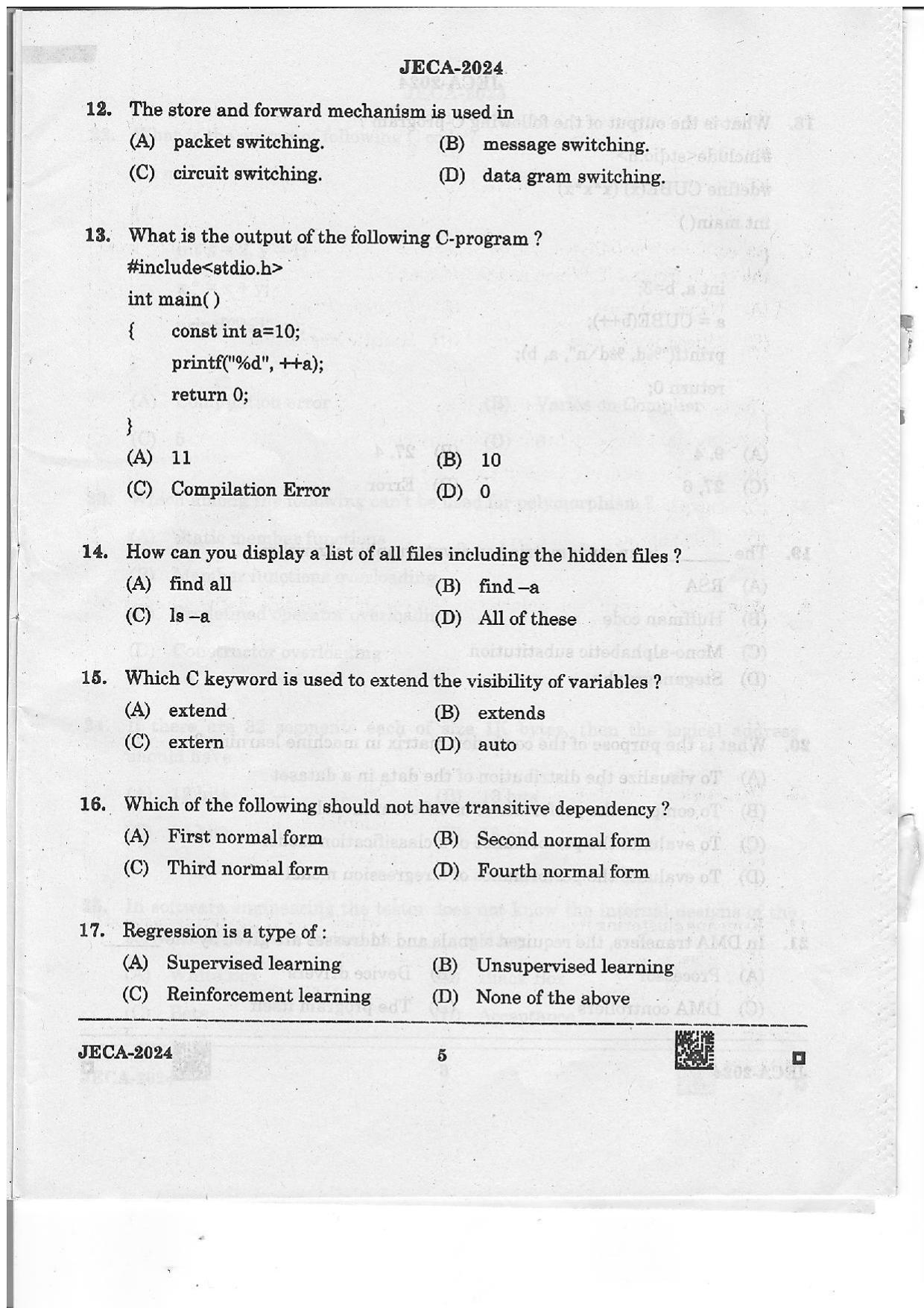 WB JECA 2024 Question Paper - Page 5