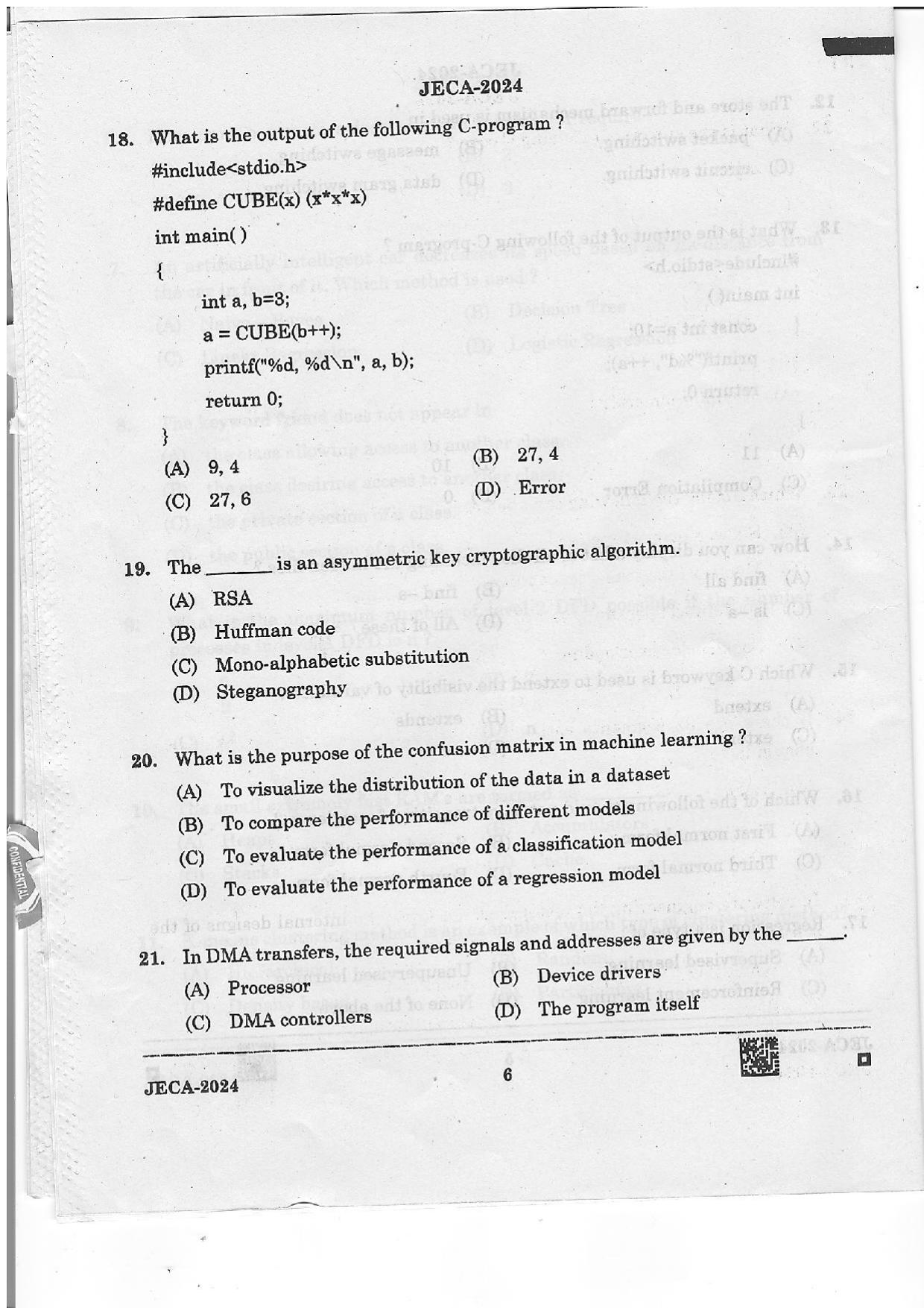 WB JECA 2024 Question Paper - Page 6