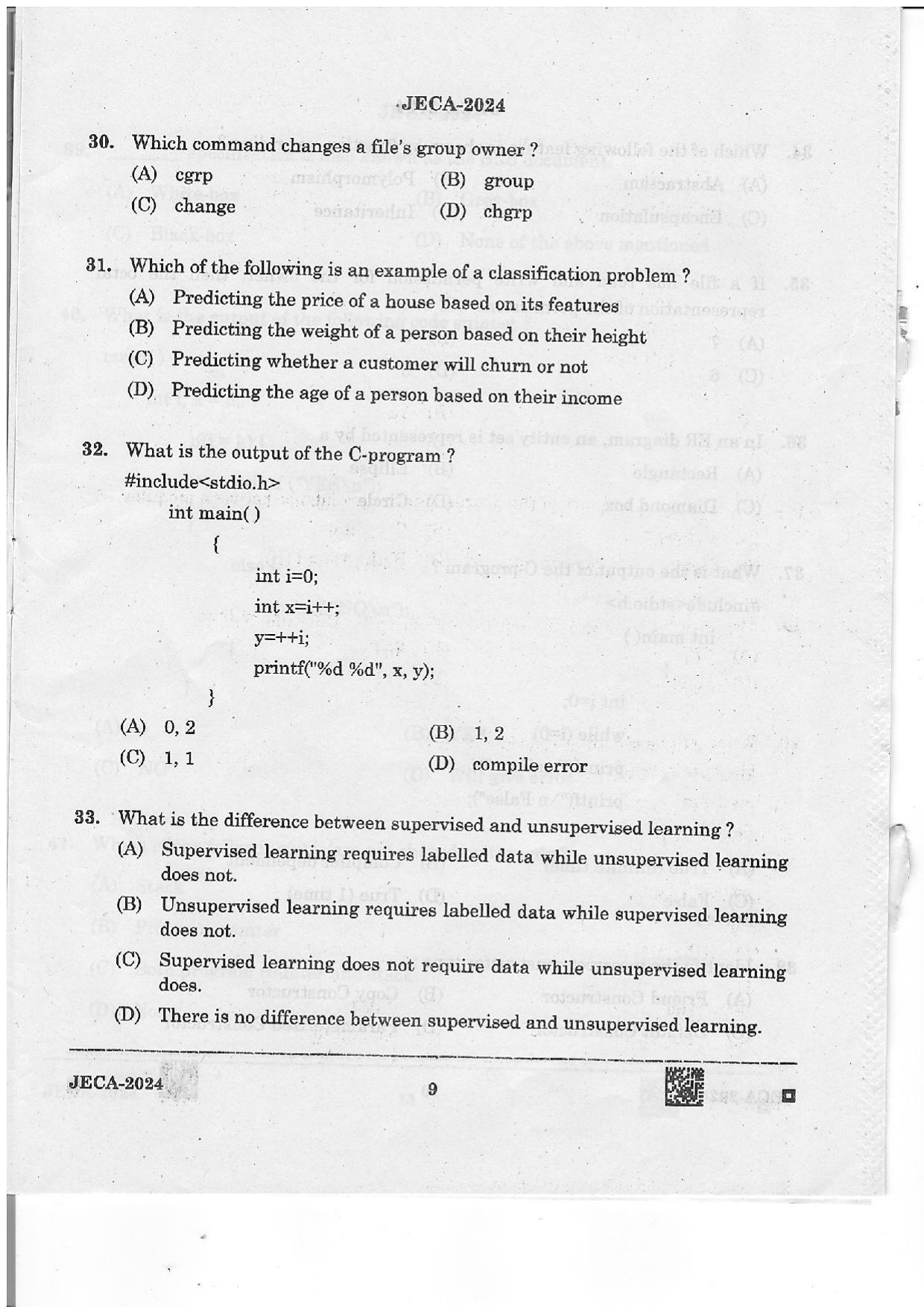 WB JECA 2024 Question Paper - Page 9