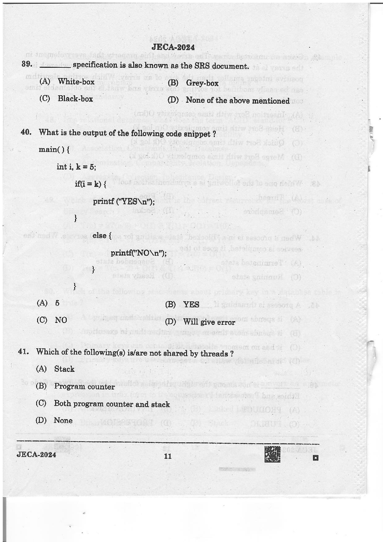 WB JECA 2024 Question Paper - Page 11