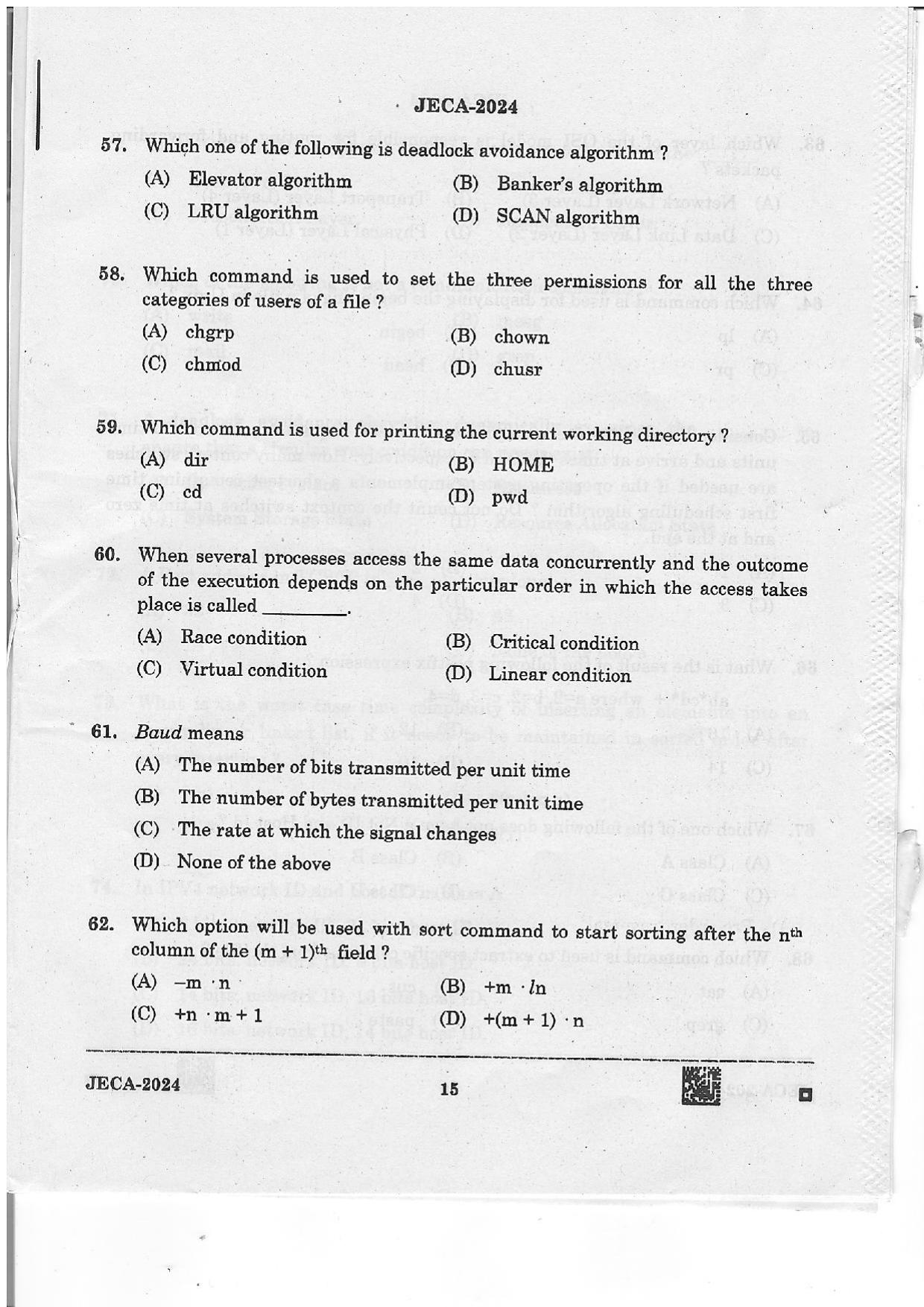 WB JECA 2024 Question Paper - Page 15