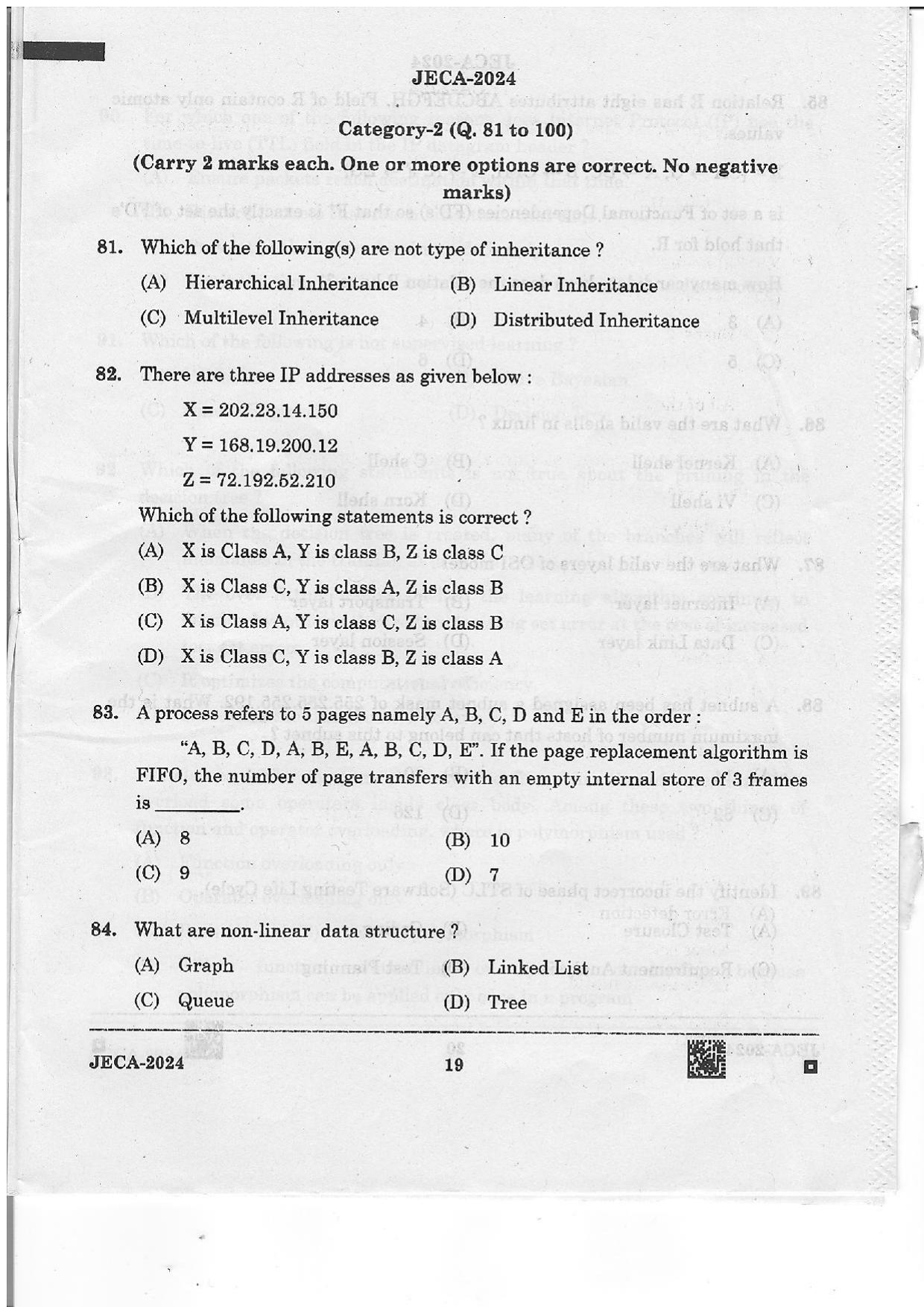 WB JECA 2024 Question Paper - Page 19